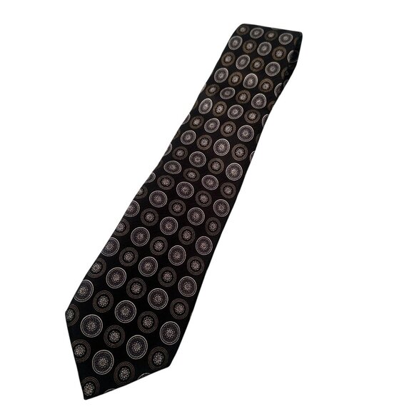 Ermenegildo Zegna Silk Neck Tie Mens Italy Geometric Circular Floral Classic - Picture 2 of 13